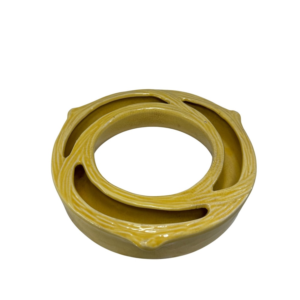 Vintage McCoy Yellow Ceramic Ashtray Ring Holder Pot Planter MCM